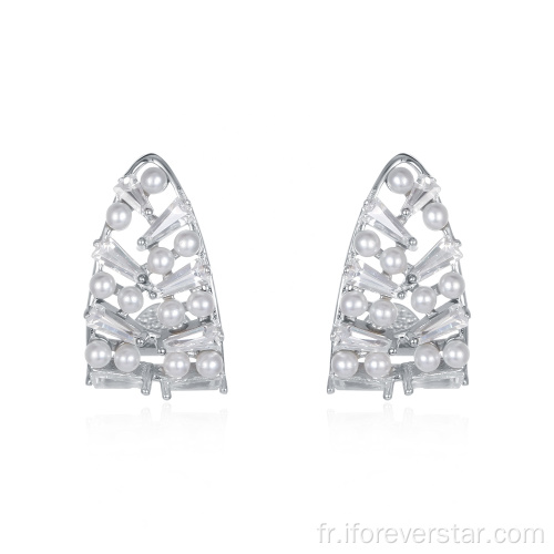 Véritable Perle Silver Bijoux 925 Boucles d&#39;oreilles Sterling